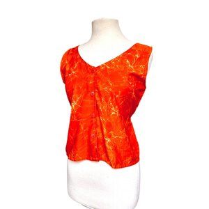 Vintage Rima Orange Button Up Sleeveless Top | No Size Label